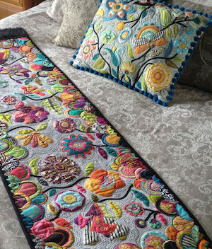 Deborah Louie Spring Garden Runner and Cushion