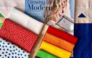 'Back To School' Quilt Kit by Allison Harris + Growing Up Modern Book (Blue Dots on White border)