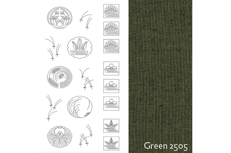Design #3 Sashiko Panel in Green