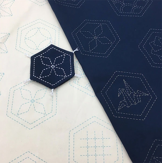 Sashiko Panel "Many Patterns" SSF-1 in Dark Indigo - Image 3