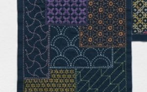 Hana-Fukin Sashiko Sampler 'Chiyogami' H-2145 in Navy